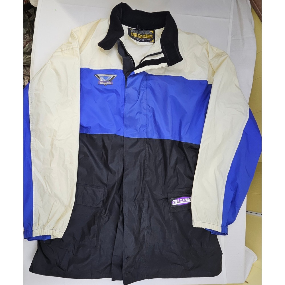 Fieldsheer Rainguard Motorcycle Jacket Mens XL Blue Black Colorblock Vintage‎